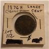 Image 1 : Very Rare Early 1876 H Canada Large 1 Cent Nice Early Coin