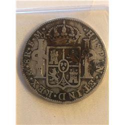 Rare 1785FM Silver Mexico Spanish Colony 8 Reales Coin with Chopmarks Really Cool