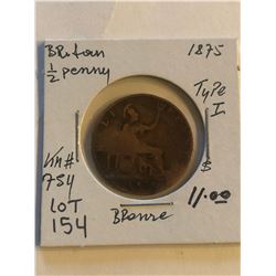 1875 Great Britain Half Penny Type 2 KM 754