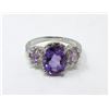 Image 1 : Diamond & Amethyst Sterling Silver Dinner Ring
