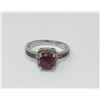 Image 1 : Sterling Silver Ruby & Diamond Solitaire Ring