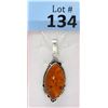 Image 1 : Large Marquise Orange Baltic Amber Necklace