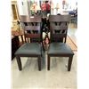 Image 1 : Pair of Brown Dining Chairs with Black Seats