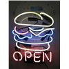 Image 1 : New Electric Neon "Open" Hamburger Sign