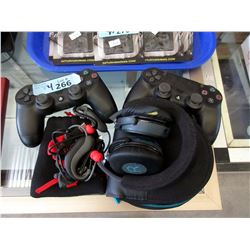 2 Headphones & 2 PlayStation Controllers