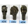 Image 1 : Bronzed Metal Skull Cane Handle - 1.5 x 2x . 3.5"