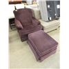 Image 1 : Purple Upholstered Chair with Stool
