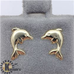 14K DOLPHIN SCREWBACK STUDS EARRINGS