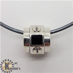 SILVER ONYX BEAD WITH CORD NECKLACE