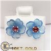 Image 1 : 10K GARNET CHALCEDONY FLOWER JACKET EARRINGS