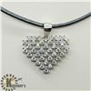 Image 1 : SILVER HEART SHAPED CZ PENDANT W/ CORD NECKLACE