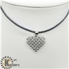 Image 2 : SILVER HEART SHAPED CZ PENDANT W/ CORD NECKLACE