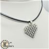 Image 3 : SILVER HEART SHAPED CZ PENDANT W/ CORD NECKLACE