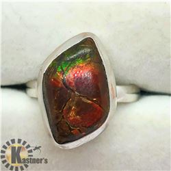 SILVER NATURAL CANADIAN AMMOLITE RING