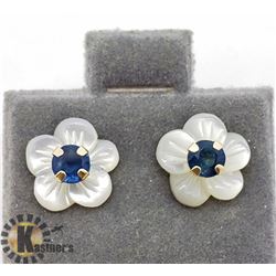 10K SAPPHIRE MOTHER OF PEARL EARRINGS