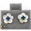 Image 1 : 10K SAPPHIRE MOTHER OF PEARL EARRINGS