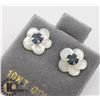 Image 2 : 10K SAPPHIRE MOTHER OF PEARL EARRINGS