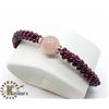 Image 2 : FLEXIBLE GARNET AND ROSE QUARTZ BEAD BRACELET
