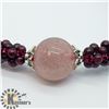 Image 3 : FLEXIBLE GARNET AND ROSE QUARTZ BEAD BRACELET