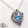 Image 3 : SILVER BLUE TOPAZ PENDANT W/ CHAIN NECKLACE