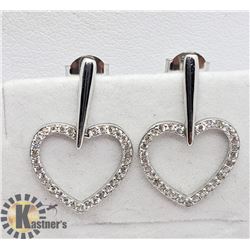SILVER HEART SHAPED CZ  EARRINGS