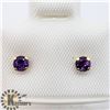 Image 1 : 14K AMETHYST SCREWBACK STUD EARRINGS