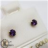 Image 2 : 14K AMETHYST SCREWBACK STUD EARRINGS