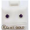Image 3 : 14K AMETHYST SCREWBACK STUD EARRINGS