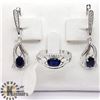 Image 1 : SILVER SAPPHIRE AND CZ RING AND EARRING SET