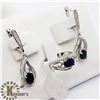 Image 2 : SILVER SAPPHIRE AND CZ RING AND EARRING SET