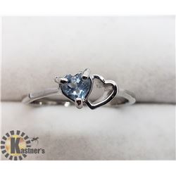 SILVER HEART SHAPED GEMSTONE RING