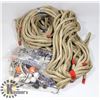 Image 1 : BOX OF MISC INCLUDING NYLON ROPE, TARP BUNGIES,