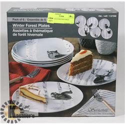 NEW BOX OF WINTER FOREST PLATES