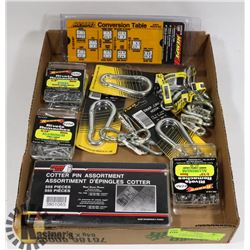 FLAT WITH SNAP HOOKS, COTTER PINS, RIVETS AND MORE