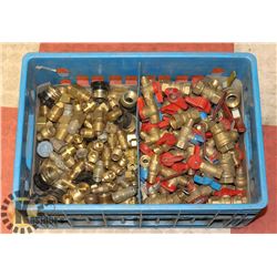APPROX 100 BRASS VALVES AND FITTINGS