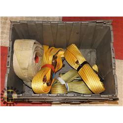 LOT OF THREE 2' X 27' RATCHET TIE DOWNS & 12'X14'