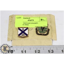 PAIR OF VINTAGE ENAMEL MILITARY PINS