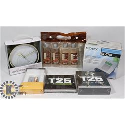 ESTATE BOX INCLUDING WORKOUT DVDS, CLOCK