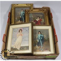 FLAT OF BLUE BOY AND PINK LADY FRAMED PICTURES