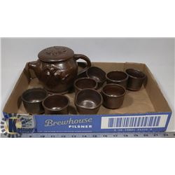 HAND CRAFTED TEA KETTLE WITH CUPS.