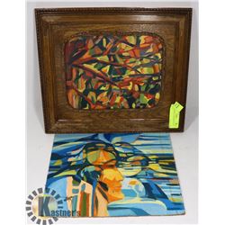 TWO FRAMED/UNFRAMED OIL ON BOARD