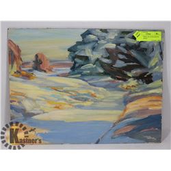 WINTER CREEK, OIL ON BOARD BY CRANE THOMAS
