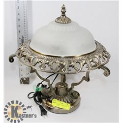 VINTAGE BRASS AND FROSTED  GLASS LAMP