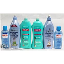 BAG OF ASSORTED LOTION & BAND AID ANTISEPTIC WASH
