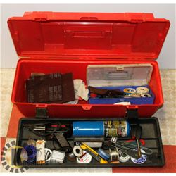 LARGE TOOL BOX FILLED WITH SOLDERING ACCESSORIES