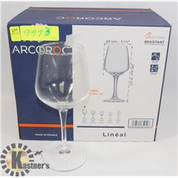 BOX OF 6 MADE IN FRANCE ARCOROC WINE GLASSES