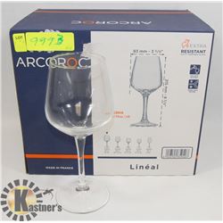 BOX OF 6 MADE IN FRANCE ARCOROC WINE GLASSES
