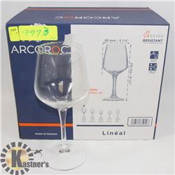 BOX OF 6 MADE IN FRANCE ARCOROC WINE GLASSES