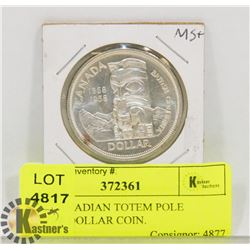 1958 CANADIAN TOTEM POLE SILVER DOLLAR COIN.
