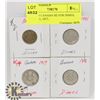 Image 1 : LOT OF 4 CANADA SILVER DIMES, 1907, 1931, 1917,